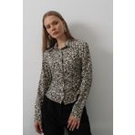 Kıvanç Moda Yanları Büzgülü Leopar Gömlek - Leopar
