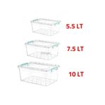 Kivi Home Çok Amaçlı Kapaklı Saklama Kabı Kutusu 10lt+7.2lt+5.5lt 3'lü Set Erzak