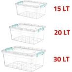 Kivi Home Saklama Kabı Plastik Kilitli Saklama Kutusu 30LT+20LT+15LT 3'lü