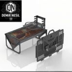 Kıvılcım Katlanır Mangal Ateş Çukuru 3mm. Çantalı Şiş Hediyeli Pratik Mangal - 52x32