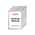 KIVILCIM PLASTİK VE REKLAM ÜRÜNLERİ 5 ADET B2 - 50x70 cm ALÜMİNYUM AÇILIR KAPANIR RONDO ÇERÇEVE