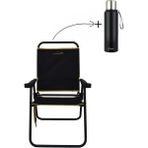 Kiwi Campout Orion Kamp Sandalyesi +Paslanmaz Çelik Bardaklı 750 ml Termos Set - Metal - Kumaş - Siyah