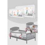 Kiwi Çocuk Yatak Bariyeri ve Yatak Korkuluğu, Ekstra Dolgulu Kumaş, Bed Guard Bebek Yatak Bariyeri - Beyaz Little Prince - 65 x 150 cm - Beyaz - Turuncu