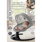 Kiwi Eggy Plus Elektrikli Otomatik Sallanan Bebek Ana Kucağı, 5 Farklı Sallanma Hızı, Oyuncaklı, Açık Gri acik-gri