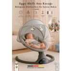 Kiwi Eggy Plus Elektrikli Otomatik Sallanan Bebek Ana Kucağı, 5 Farklı Sallanma Hızı, Oyuncaklı Gümüş-Gri
