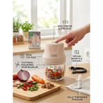 Kiwi KC-8204 300 ml Cam Hazneli Şarjlı Gıda Doğrayıcı Rondo 3 Katmanlı Paslanmaz Çelik Bıçak - Somon
