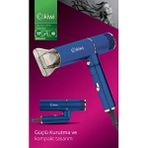 Kiwi KHD-2152 1200 W Katlanılabilir Saç Kurutma Makinesi Mavi Renk 1 Kademe Hız Ayarı