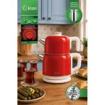 Kiwi Ktm-2921 Paslanmaz Çelik Çay Makinesi | 1800W & 2.2 L Su Isıtıcı & 1.2 L Demlik & 90°C Sıcak Tutma - Kırmızı
