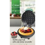 Kiwi Mini Ksm-2400W Yapışmaz Plakalı Waffle Makinesi Mavi