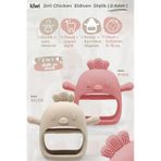 Kiwi Silikon Bebek Diş Kaşıyıcı Seti- Diş Kaşıma Eldiveni Emzik Uçlu Oyuncak Diş Kaşıyıcı Bej-pink
