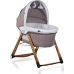 Kiwi Sleeper All İn One Naturel Ahşap Sallanabilen Katlanır Tekerli Bebek Beşiği Yaprak Desenli Kahve - Kahve - Kahverengi