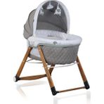 Kiwi Sleeper All İn One Naturel Ahşap Sallanabilen Katlanır Tekerli Bebek Beşiği Yaprak Desenli Krem Rengi - Krem - Kahverengi