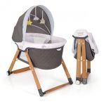 Kiwi Sleeper All In One Naturel Ahsap Sallanabilen Katlanir Tekerli Bebek Besigi Yaprak Desenli