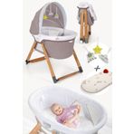 Kiwi Sleeper All Inone Naturel Ahsap Sallanabilen Katlanir Tekerli Bebek Besigi Yaprak Desenli Kahve