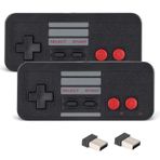 KIWITATA NES Retro Oyun için Kablosuz USB Kontrol Cihazı, 2 Paket Şarj Edilebilir Kablosuz NES Uzaktan Kumandalı Klasik USB PC Oyun Pedi Kontrolörü Windows PC MAC Raspberry Pi için