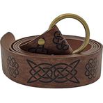 Kiwochy Ortaçağ şövalye kemeri, kadınlar ve erkekler için, Rönesans kemeri, poliüretan deri, O halkalı kemer, vintage kostümlü oyun, kostüm aksesuarı, kadın ve erkek için, Kahve, Ölçü Birimi