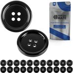 Kıyafet için düğmeler, 24 adet, 4 delikli, Ø 25,4 mm, siyah, polyester, 40 L, ceket, manto, gömlek, polo tişört için reçine düğmeler, kendin yap düğmesi, suni reçine, çamaşır düğmeleri, temel düğme,