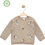 Kız Bebek %100 Pamuk Bej Sweatshirt - Kuş Desenli, Yumuşak Doku - 24 - 36 Ay