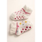 Kız Bebek 2'li Renkli Slikon Tabanlı Step Çorap - 12 - 24 Ay - Beyaz