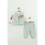 Kız Bebek Baskılı 3'lü Eşofman Takımı (Sweatshirt, Pantolon, Ceket ) (9-12-18 Ay) - Yeşil