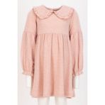 Kız Bebek Bebe Yaka Uzun Kollu Elbise - Pembe - 3 Yaş
