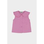 Kız Bebek Bebe Yakalı Kolsuz Pembe Gömlek 12-18 AY (80-86 cm)