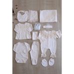 Kız Bebek Bej Natıral Pamuk Kumaş Dantelli Lüks 10 Lu Hastane Çıkışı Defne Sabunlu Set STL6407