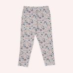 Kız Bebek Beli Lastikli Çiçek Desenli Beyaz Tayt 0-6 Ay (56-62 cm)