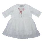 Kız Bebek Beyaz Bolerolu Tüllü Fırfırlı Elbise