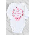 Kız Bebek Beyaz Half Kurdeleli Uzun Kol Çıtçıtlı Body, 1 Yaş