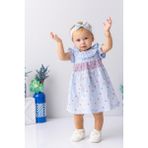 Kız Bebek Çiçek Desenli Yakası Fırfırlı Gipeli Elbise - Desenli - 3 Yaş