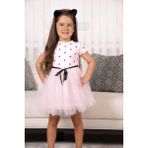 Kız Bebek Çocuk Kabarık Tütü Elbise Puantiyeli Kısa Kol Esnek Likralı - 7 Yaş - 00406 Pembe