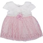 Kız Bebek Ekru Pembe Güpürlü Elbise - 1013993 - 9 - 12 Ay - Çok Renkli