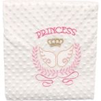Kız Bebek Ekru Pembe Princess Nakışlı Nohut Battaniye 80X90