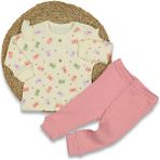 Kız Bebek Ekru Pembe Renkli Kalpli Zarf Baskılı 2'li Takım - 1014986 - 6 - 9 Ay