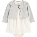 Kız Bebek Elbise Set 2'li Paket - Gri - 9 Ay