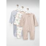 Kız Bebek Erkek Bebek 3'lü Tulum Set % 100 Pamuk 9-12-18 Ay - Çok Renkli - 9-12M
