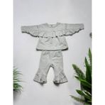 Kız Bebek Fırfır Detaylı Eşofman Takım - 9 - 12 Ay - Gri