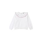 Kız Bebek Fırfır Yaka Detaylı Su Taşı Detaylı Beyaz Sweatshirt 12-18 Ay (80-86 cm)