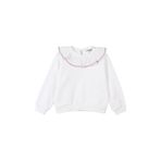 Kız Bebek Fırfır Yaka Detaylı Su Taşı Detaylı Beyaz Sweatshirt 3 Yaş (98 cm)