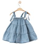 Kız Bebek Fırfırlı Kot Elbise