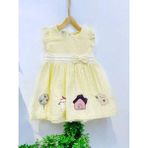 Kız Bebek Fiyonklu Patch Nakışlı Elbise - 9 - 12 Ay - Sarı