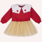 Kız Bebek Geniş Yakalı Kırmızı Elbise - 6 - 12 Ay