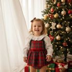 Kız Bebek Gömlekli Fırfırlı Yılbaşı Tulum Takımı CMN-3749 - Kırmızı - 9 - 12 Ay