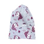 Kız Bebek Gri Simli Pembe Unicorn Desenli Bere 0-6 Ay
