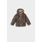 Kız Bebek Kapüşonlu Leopar Desenli Fermuarlı Pelüş Mont