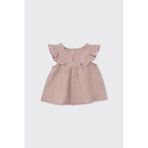 Kız Bebek Kolları Fırfırlı Yumuşak Dokulu Müslin Pembe Bluz 6-12 Ay (68-74 cm)