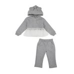 Kız Bebek Kulak Detaylı 2'li Gri-Melanj Eşofman Takımı 0-6 Ay (56-62 cm)