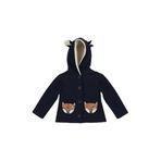 Kız Bebek Nakış Detaylı Kapüşonlu Lacivert Ceket 0-6 Ay (56-62 cm)