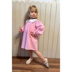 Kız Bebek Nakışlı Bebe Yaka Müslin%100 Pamuk Çantalı Bayramlık Elbise AÇIK PEMBE